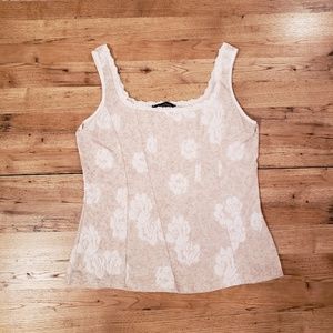 WHBM Beige & White Printed Tank